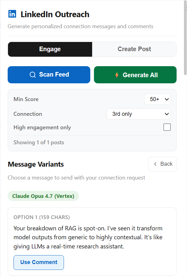 Feed scanning — extension identifies high-signal posts